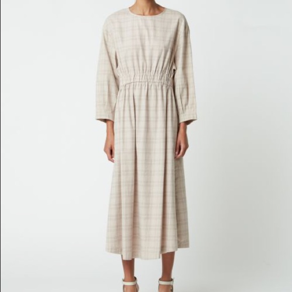 Oak+Fort Boho Oatmeal Plaid Dress 2507
